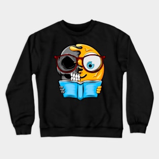 Nerd Reading Zombie Emoji Crewneck Sweatshirt